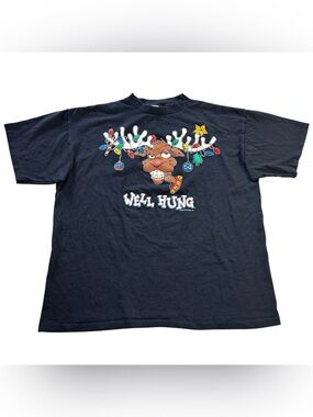 Vintage 90s Christmas Reindeer Funny Well Hung Men’s T-Shirt Single Stitch sz XL